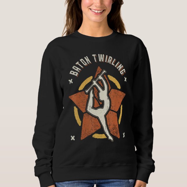 Sweatshirt Baton Twirling Vintage Retro Classic Sport (Devant)