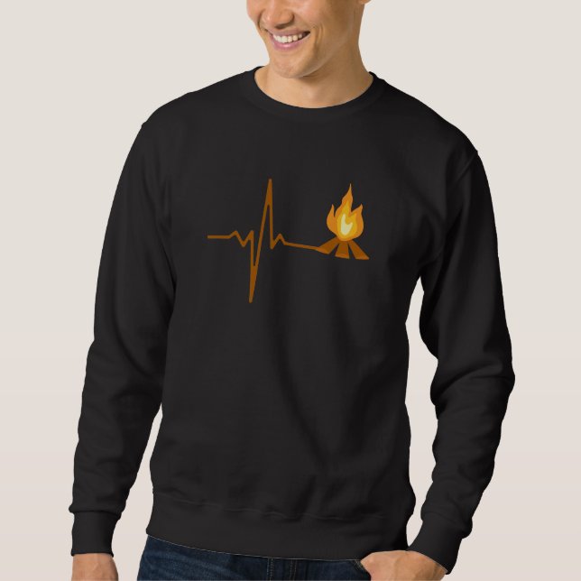 Sweatshirt Battement de cœur de feu de camp Camping (Devant)