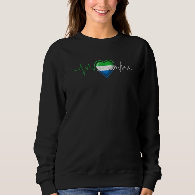 Sweatshirt Battement de cœur de la Sierra Leone Drapeau de la (Devant)