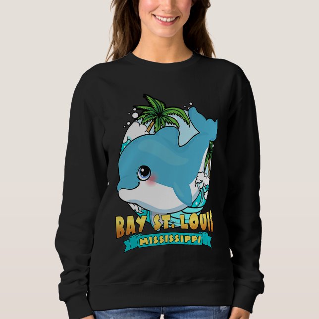 Sweatshirt BAY ST LOUIS MISSISSIPPI Cute Baby Dolphin Beach S (Devant)