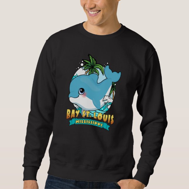 Sweatshirt BAY ST LOUIS MISSISSIPPI Cute Baby Dolphin Beach S (Devant)