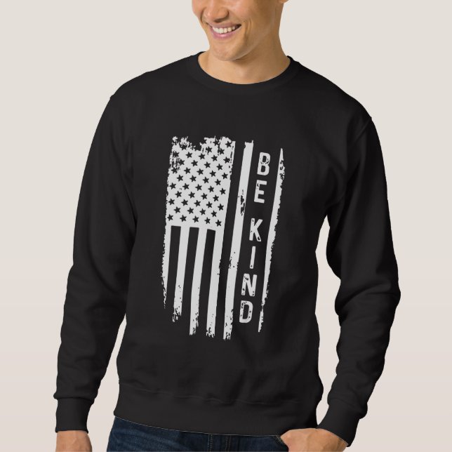 Sweatshirt Be Kind American Flag Anti Bullying Unity Day Oran (Devant)