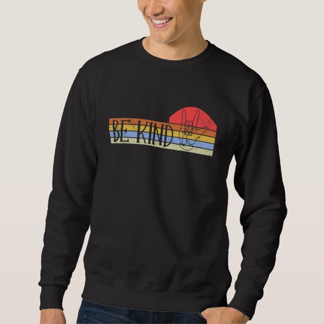 Sweatshirt Be Kind Asl American Sign Language Vintage (Devant)