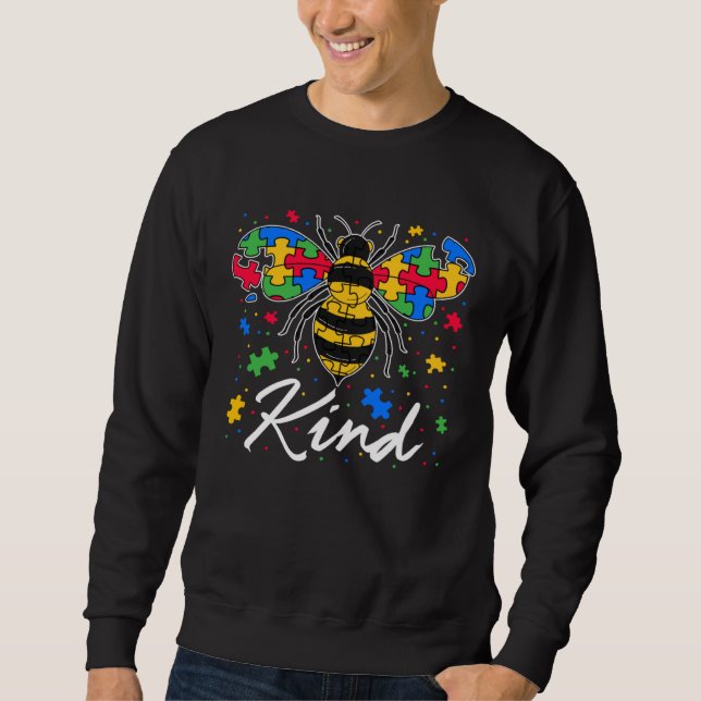 Sweatshirt Be Kind Puzzle Bee Autism Awareness Autistic Kids  (Devant)