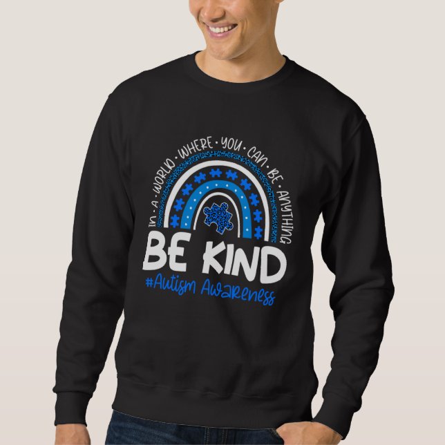 Sweatshirt Be Kind Puzzle Piece Leopard Rainbow Autism Awaren (Devant)