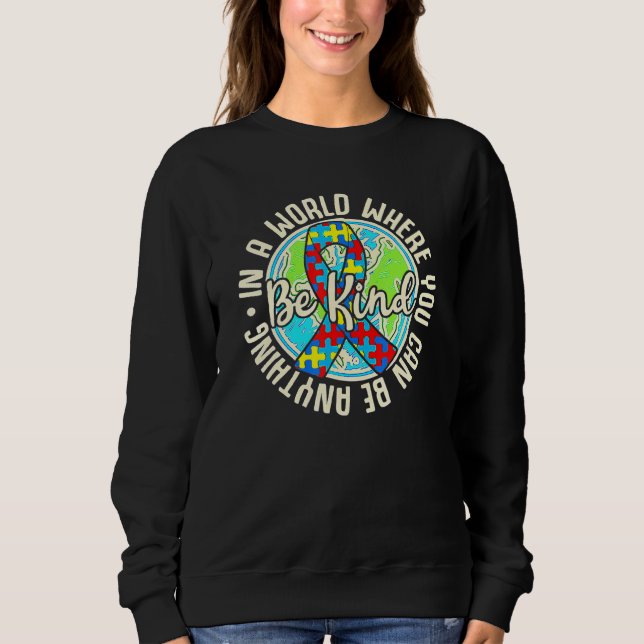 Sweatshirt Be Kind Sensibilisation sur l'autisme Puzzle Earth (Devant)