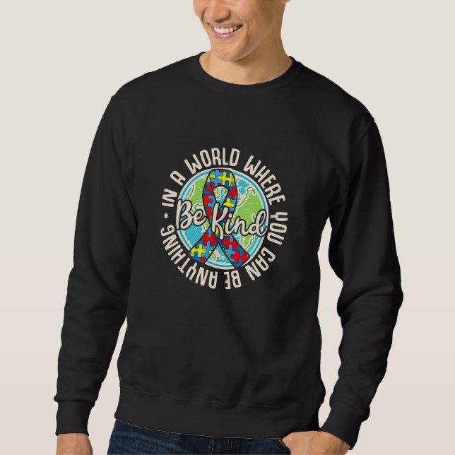 Sweatshirt Be Kind Sensibilisation sur l'autisme Puzzle Earth (Devant)