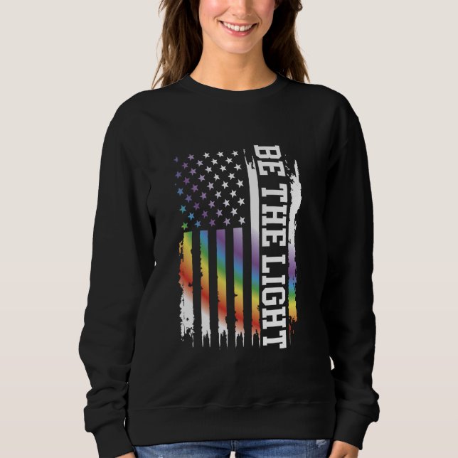 Sweatshirt Be the Light United States Distressed Rainbow w US (Devant)