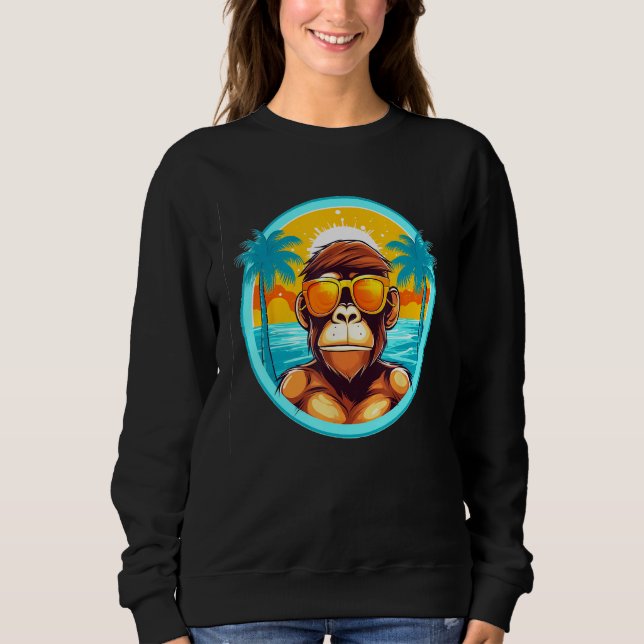 Sweatshirt Beach Life with a Monkey Twist Eye Catching Summer (Devant)