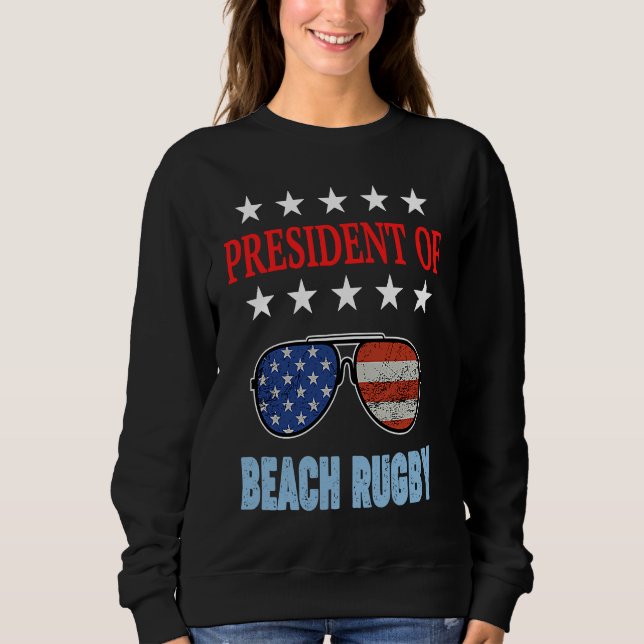 Sweatshirt Beach Rugby Accessories  USA Flag Beach Saying (Devant)