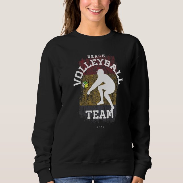 Sweatshirt Beach Volleyball Tchad Drapeau Love Volleyball Jou (Devant)