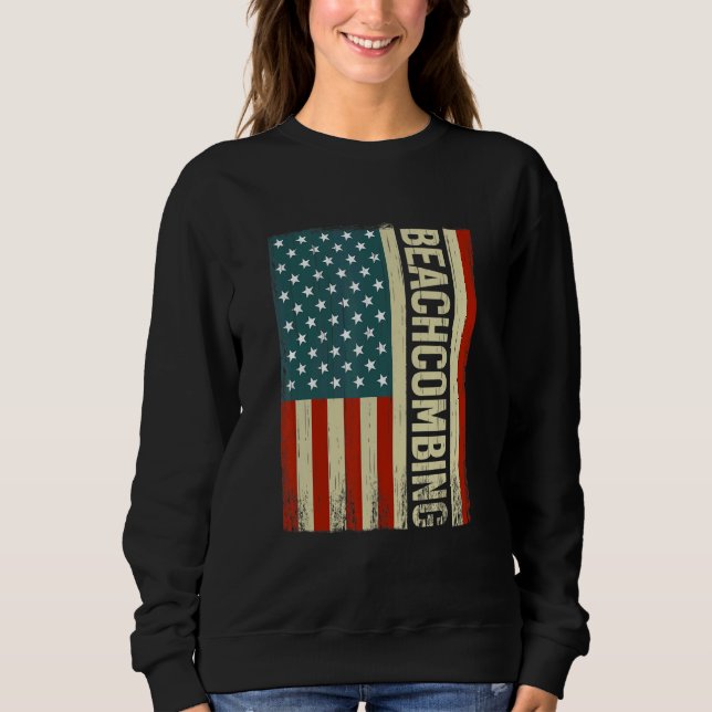 Sweatshirt Beachcombing USA Flag 4th of July beachcomb beachc (Devant)