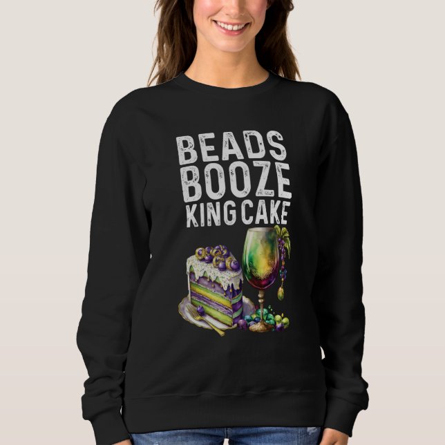 Sweatshirt Beads Booze King Cake Mardi Gras Party Drink Crew (Devant)