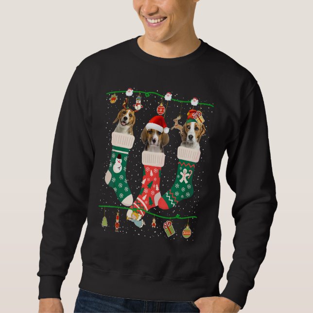 Sweatshirt Beagle De Noël Mignonne Dans Sock Xmas Reindeer Pè (Devant)
