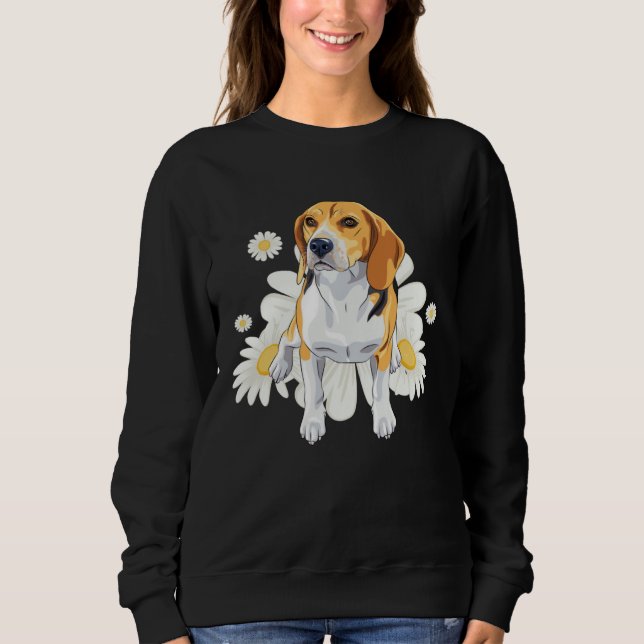 Sweatshirt Beagle Dog Daisy Flower Floral Beagle (Devant)