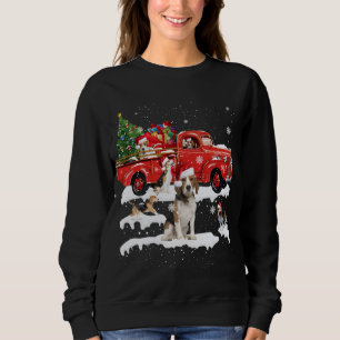 Sweatshirt Beagle équitation Camion Rouge Joyeux Noël Noël X 