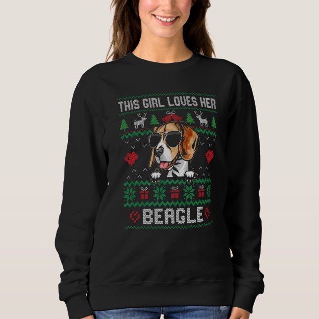 Sweatshirt Beagle Girl Cool Ugly Christmas for Dog Mom Premiu (Devant)