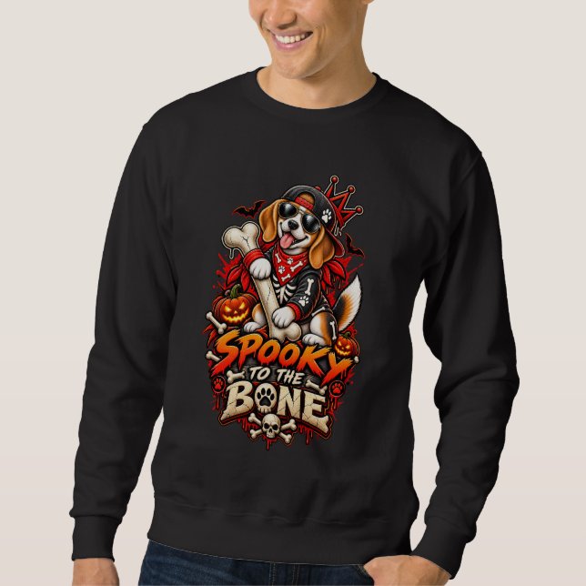 Sweatshirt Beagle Halloween drôle de squelette effrayant jusq (Devant)