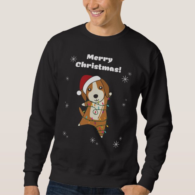 Sweatshirt Beagle Joyeux Noël Animaux d'hiver Chien (Devant)