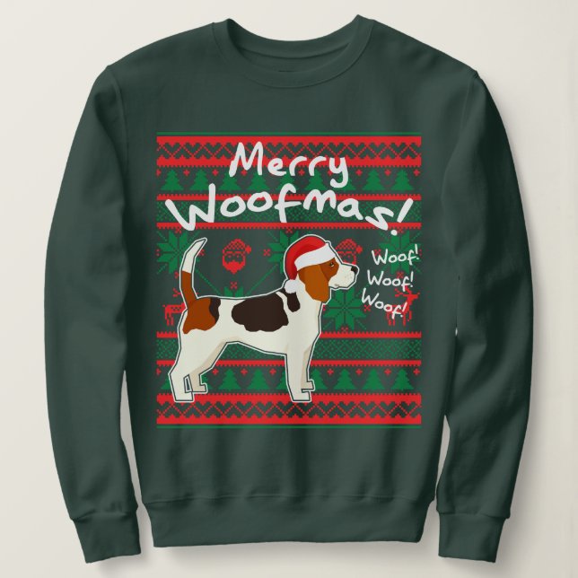 Sweatshirt Beagle Joyeux Woofmas Vilain Chandail de Noël (Design devant)