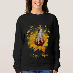 Sweatshirt Beagle Maman tournesol avec chien Paw Fête des Mèr