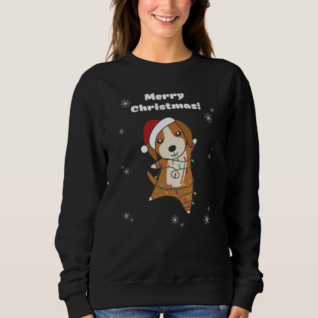 Sweatshirt Beagle Merry Christmas Winter Animals Dog (Devant)
