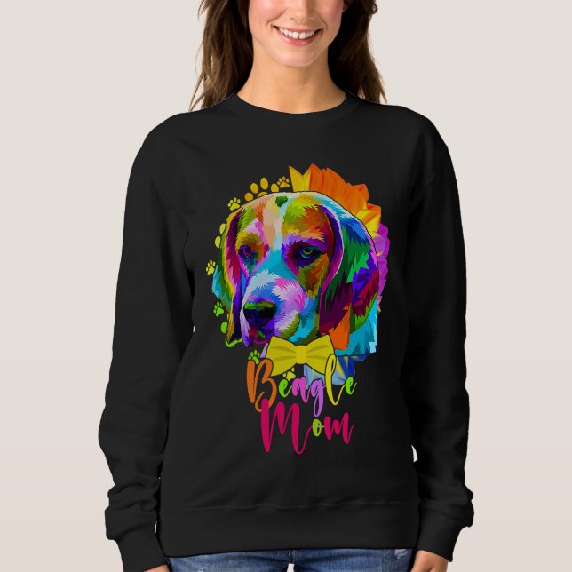 Sweatshirt Beagle Mom Cute Colourful Dog Sunflower  Mother's  (Devant)