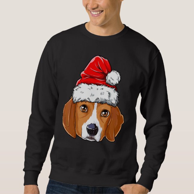 Sweatshirt Beagle Noël Chien Santa Chapeau Noël Garçons Enfan (Devant)