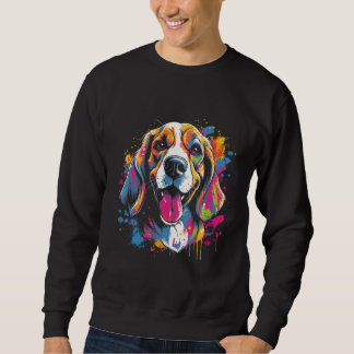Sweatshirt Beagle Retro Rainbow Color Splashes Design