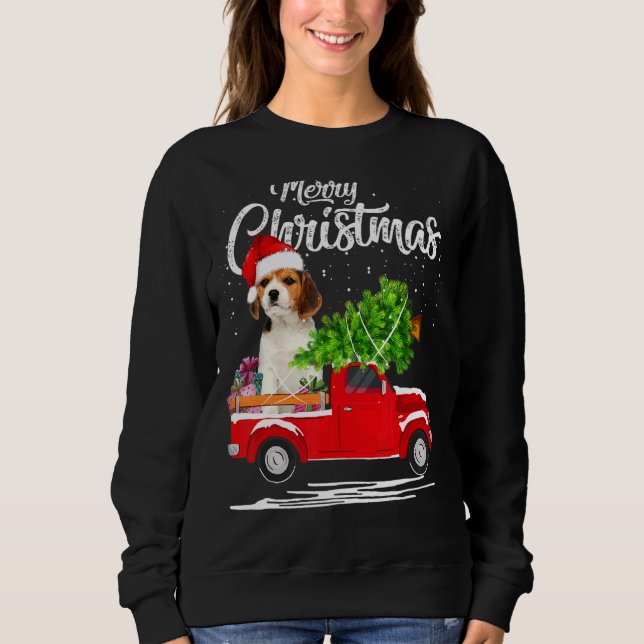 Sweatshirt Beagle Ride Camion rouge Pajama de Noël (Devant)