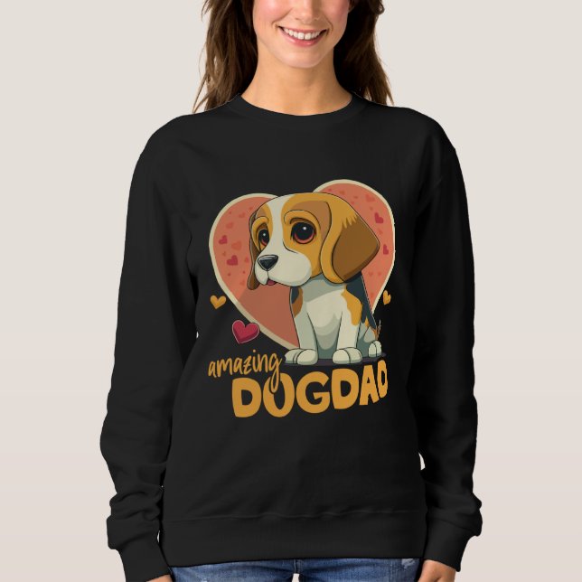 Sweatshirt Beagledog With Heartdecoration, Amazing Dogdad (Devant)