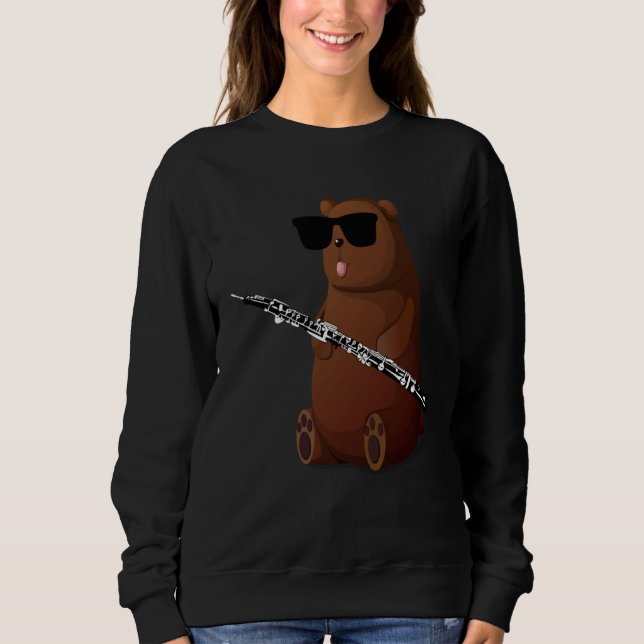 Sweatshirt Bear Wearing Sunglasses Playing Oboe (Devant)