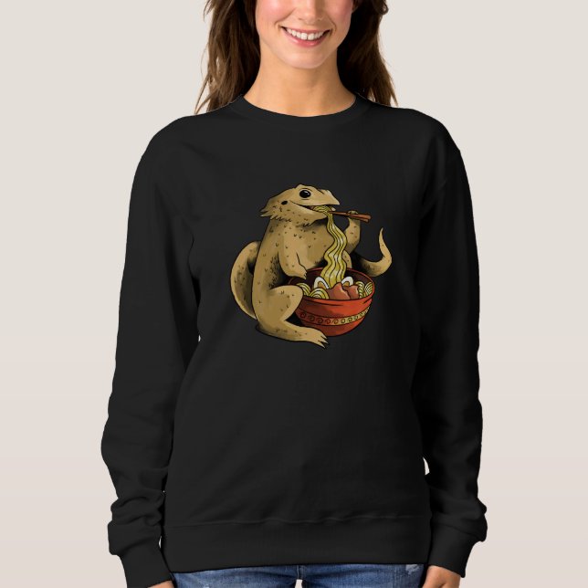 Sweatshirt Bearded Dragon Eating Ramen Noodles Kawaii Cute Fu (Devant)