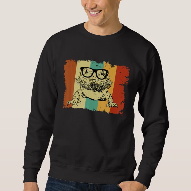 Sweatshirt Bearded Dragon Glasses Nerd  Animal Optician Vinta (Devant)