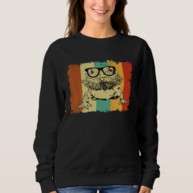 Sweatshirt Bearded Dragon Glasses Nerd  Animal Optician Vinta (Devant)