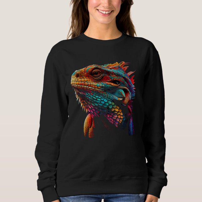 Sweatshirt Bearded Dragon Lover Fun Colorful Cool Painting Ar (Devant)