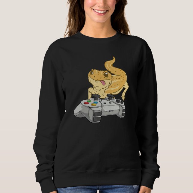 Sweatshirt Bearded Dragon Playing Video Game  Reptile Lizard  (Devant)