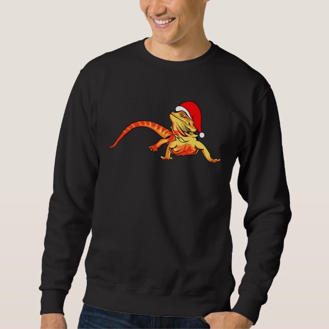 Sweatshirt Bearded Dragon Santa Hat Christmas Pagona Lizard R (Devant)