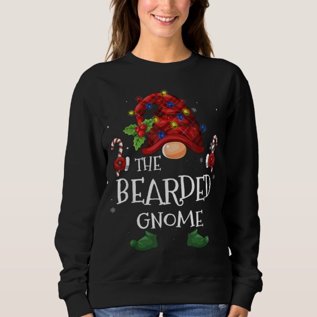 Sweatshirt Bearded Elf Buffalo Plaid Christmas Tree Light (Devant)
