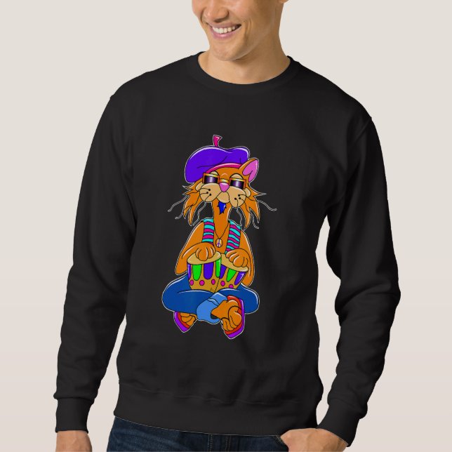 Sweatshirt Beatnik Hippy Cat (Devant)