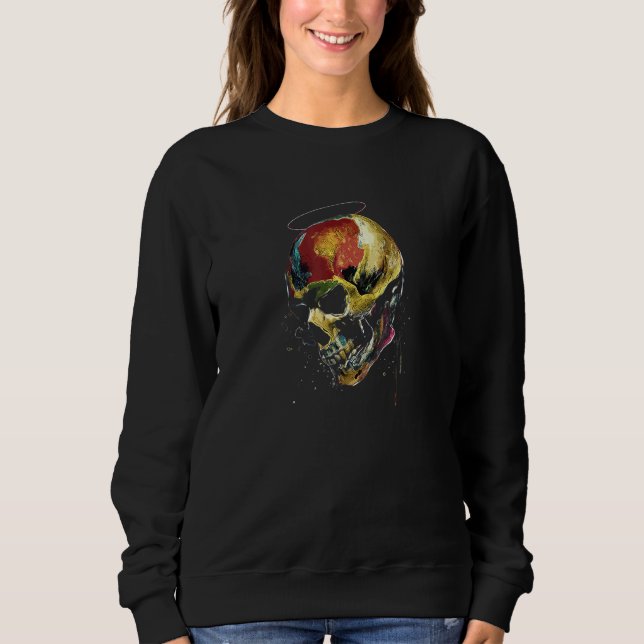 Sweatshirt Beau crâne doré abstrait graphique graffiti D (Devant)