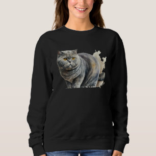 Sweatshirt Beau portrait à l'aquarelle de British Shorthair