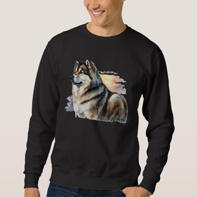 Sweatshirt Beau portrait aquarelle de Malamute d'Alaska (Devant)