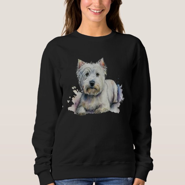 Sweatshirt Beau portrait de Westie à l'aquarelle (Devant)