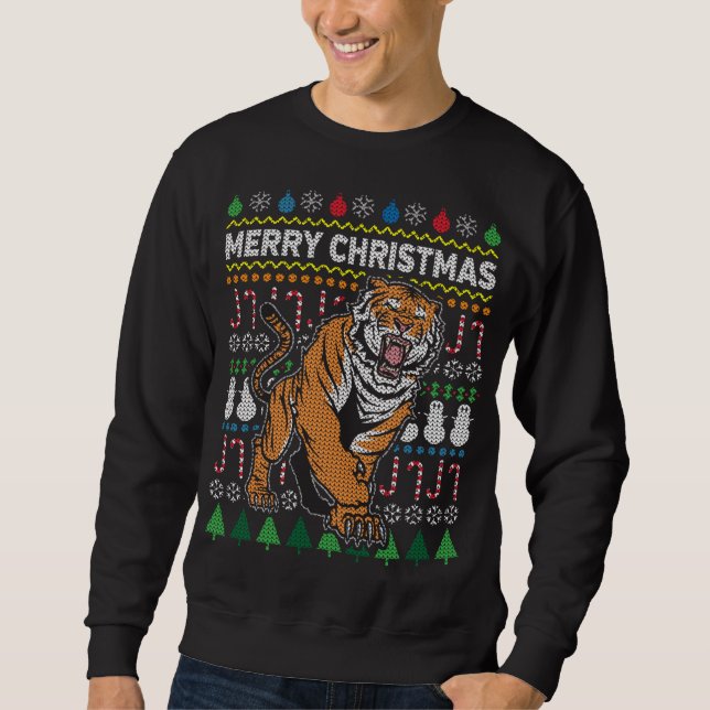 Sweatshirt Beau Tigre Joyeux Noël Vilain Noël Gros Chat (Devant)