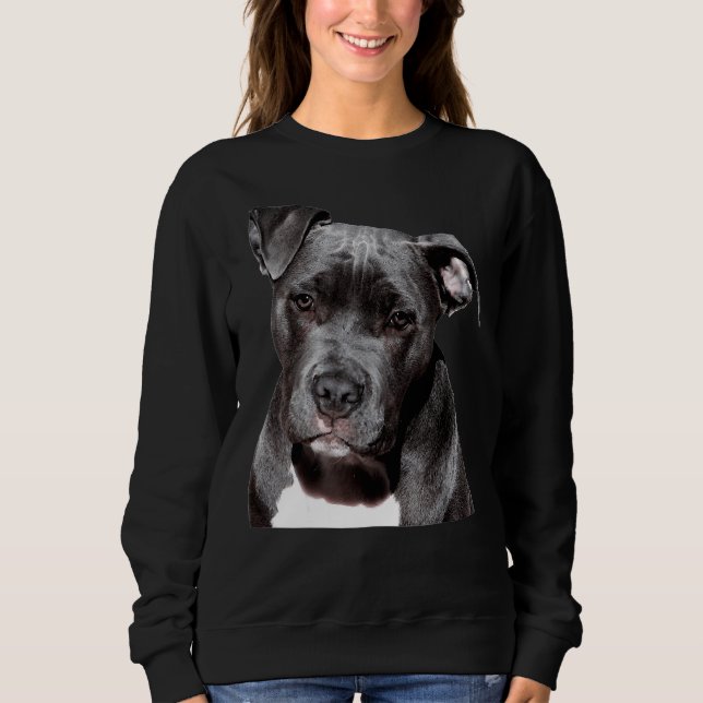 Sweatshirt Beau Triste Chien Pitbull Amical Et Drôle (Devant)
