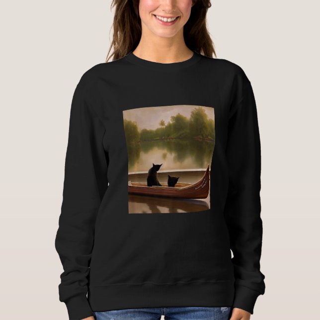 Sweatshirt Beautiful Artwork Two Cats In A Boat Stunning (Devant)