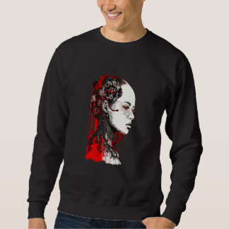 Sweatshirt Beautiful Cyborg Gothic Woman Trash Polka Art