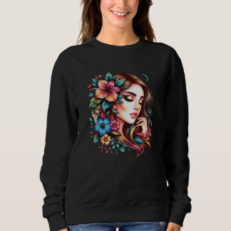 Sweatshirt Beautiful girl’s face with flowers