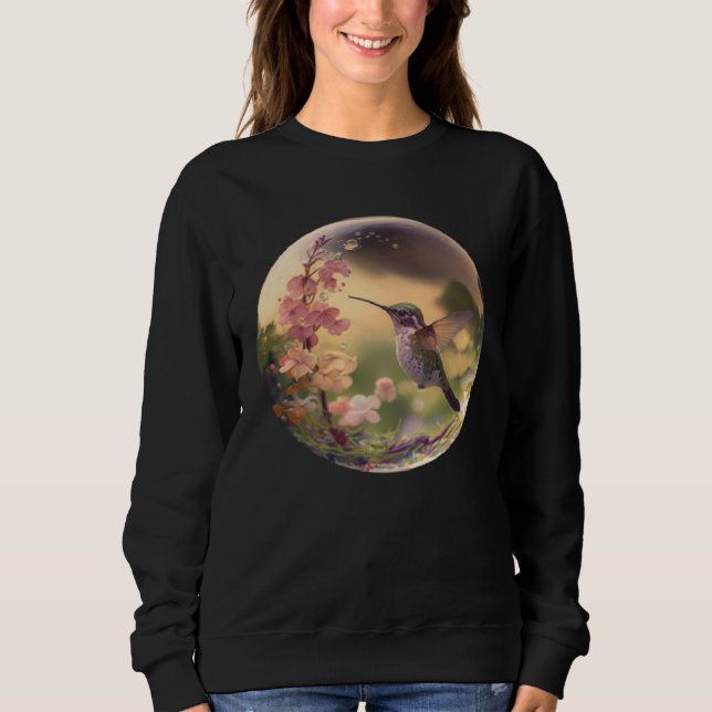 Sweatshirt Beautiful Hummingbird Floral Bubble Haven Nature (Devant)